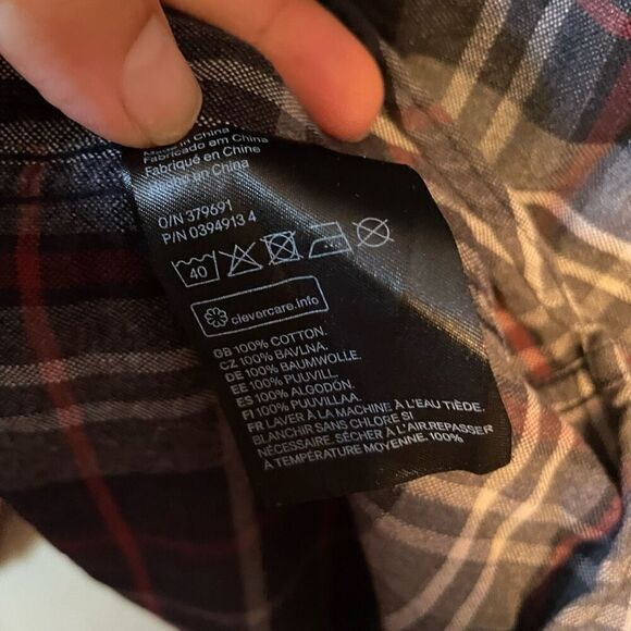 H&M | red gray multicolor plaid button up shirt S - Picture 7 of 7